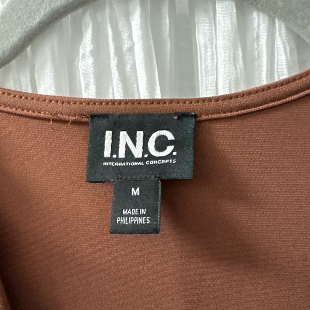 Rust Drape Neck Sleeveless Top by designer group I.N.C - Picture 2 of 4